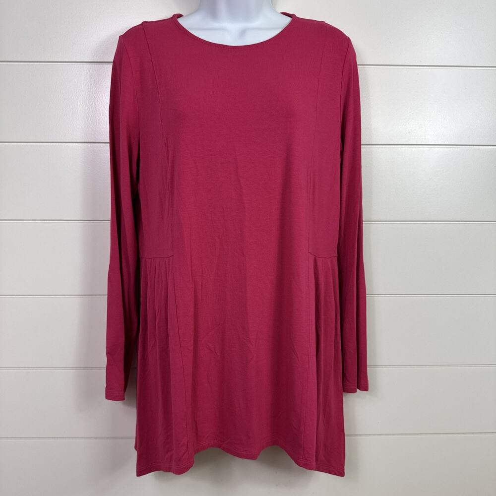 J. Jill Wearever Collection Long Sleeve Pleated Tunic Top Pink sz S